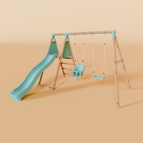 Double wooden swing set - double,