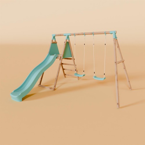 Double wooden swing set - swing,